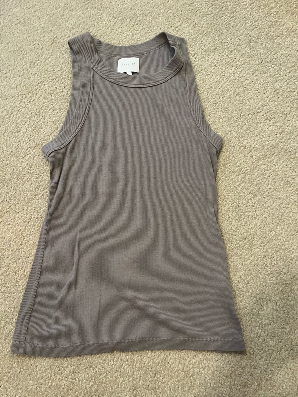 sundays Ribbed Crewneck Top in Light Gray - Picture 2 of 2